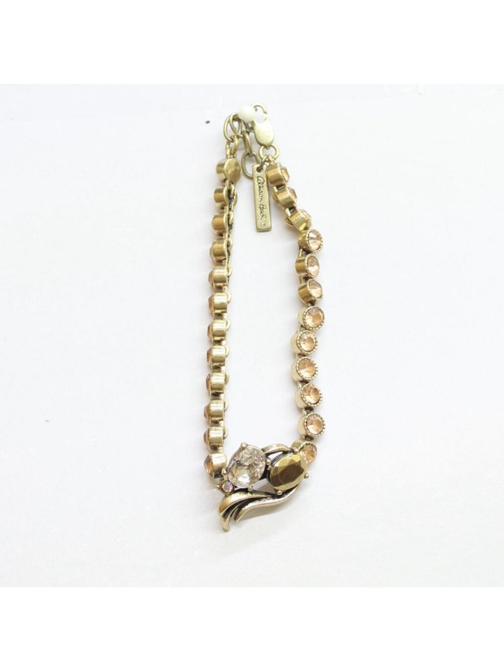 NEW Allison Reed Stone Filigree Flex Bracelet Antique Gold / Rose Gold 7.25"